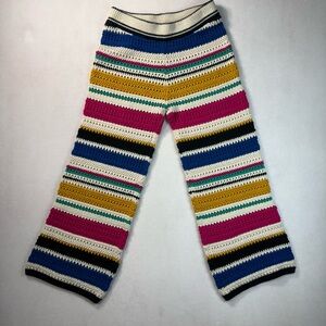 Zara Cream and Black Striped Knit Sweater Pant (Med)